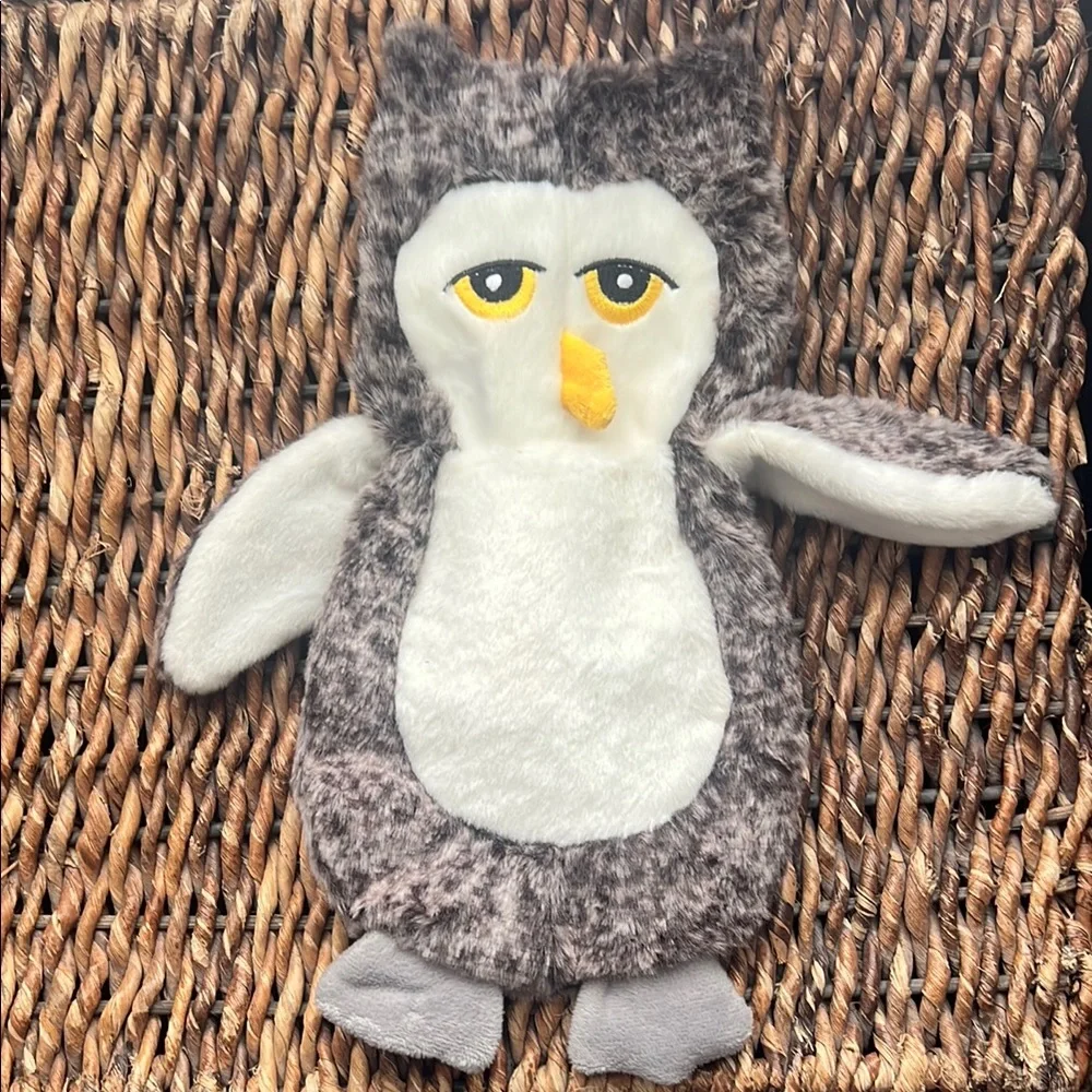 Plush Owl DogToy - Gray and White Squeaks and Crinkle Noise